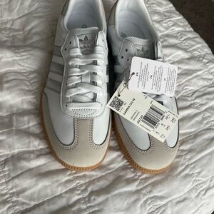 Adidas Sambas OG White and Silver Sneakers